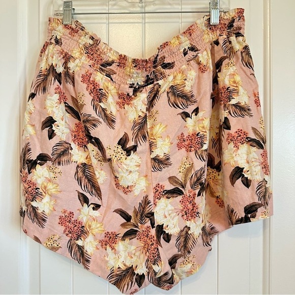 Hawaiian print elastic stretch linen shorts with side pockets and drawstring XL - Picture 4 of 7